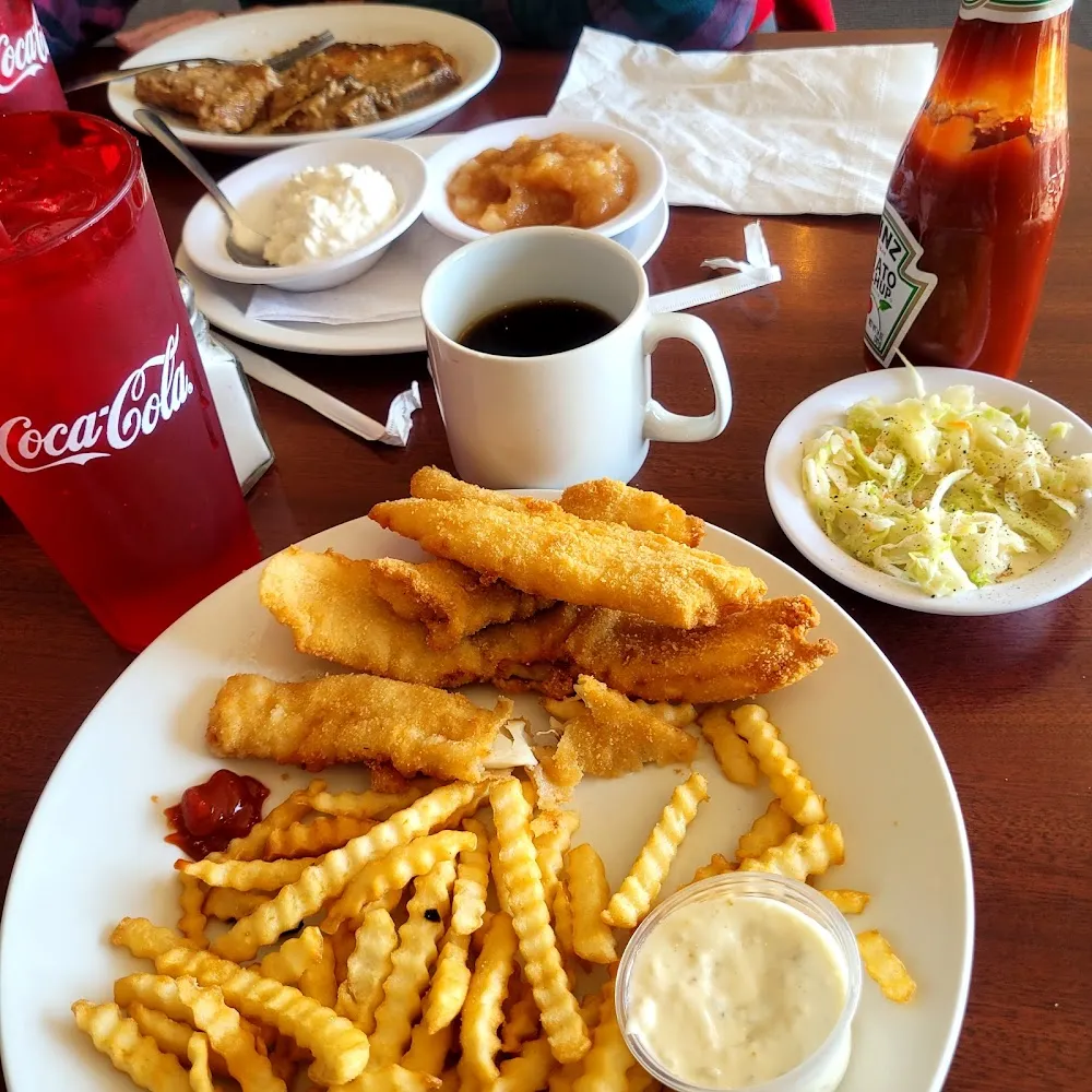Battered Cod w Fries and Slaw