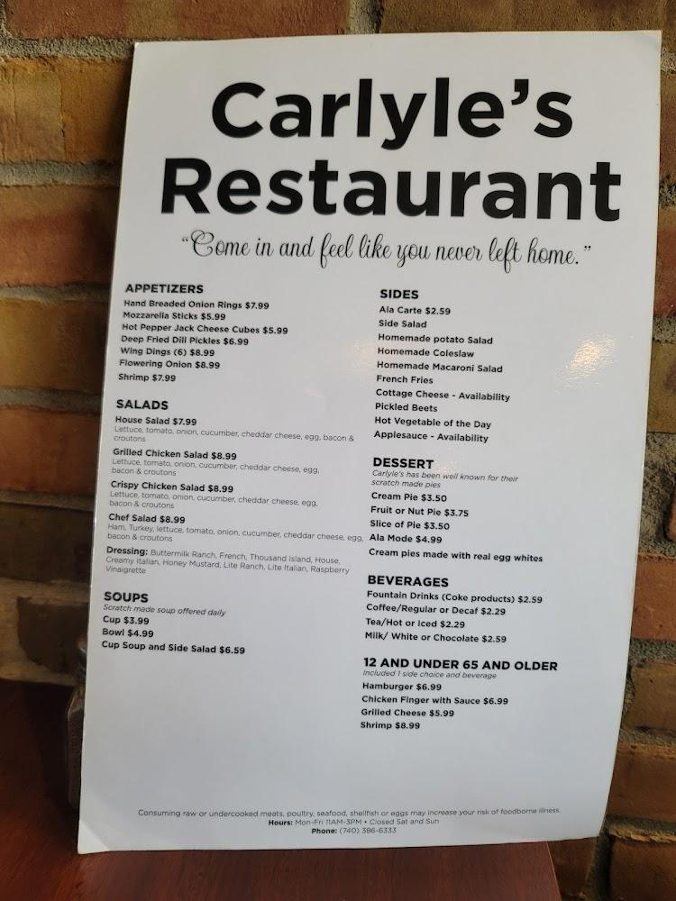 Carlyle's Restaurant Menu image 1