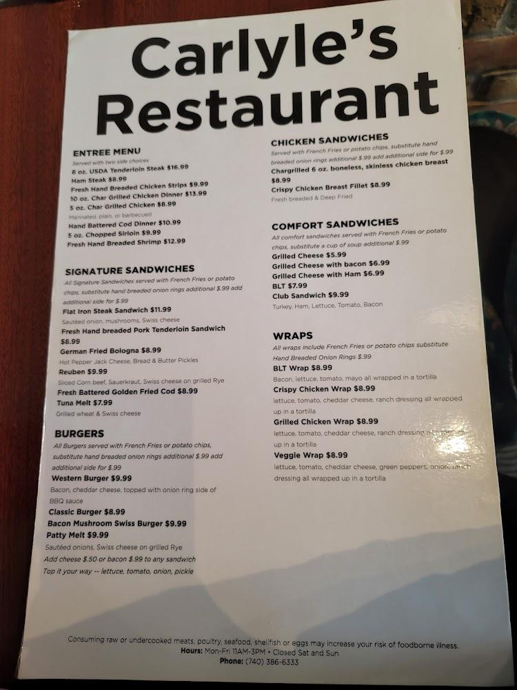 Carlyle's Restaurant Menu image 2
